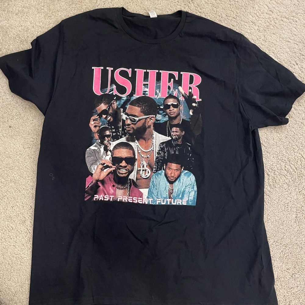 Usher Graphic Tee - Black and Pink